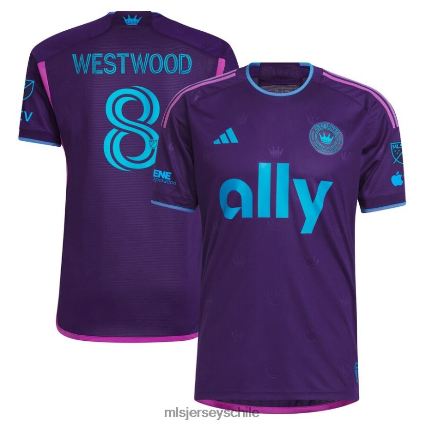 hombres charlotte fc ashley westwood adidas púrpura 2023 corona joya kit camiseta auténtica jersey MLS Jerseys 200LFD717