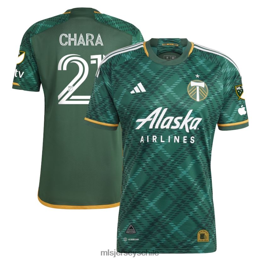 hombres portland Timbers diego chara adidas verde 2023 portland plaid kit camiseta auténtica jersey MLS Jerseys 200LFD652