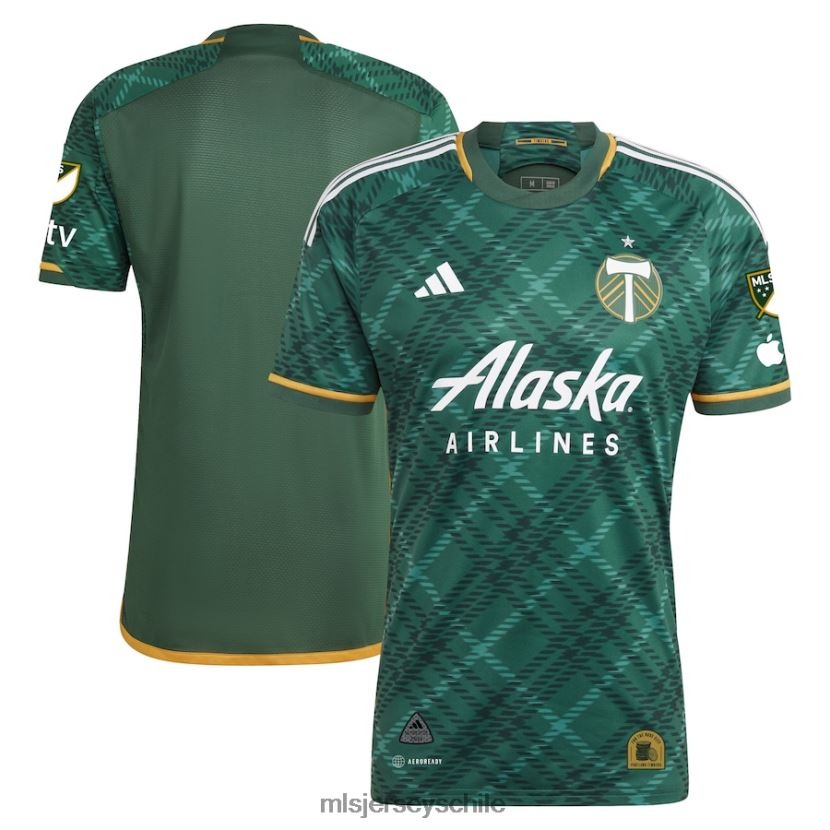 hombres camiseta portland Timbers adidas verde 2023 portland plaid kit auténtica jersey MLS Jerseys 200LFD30
