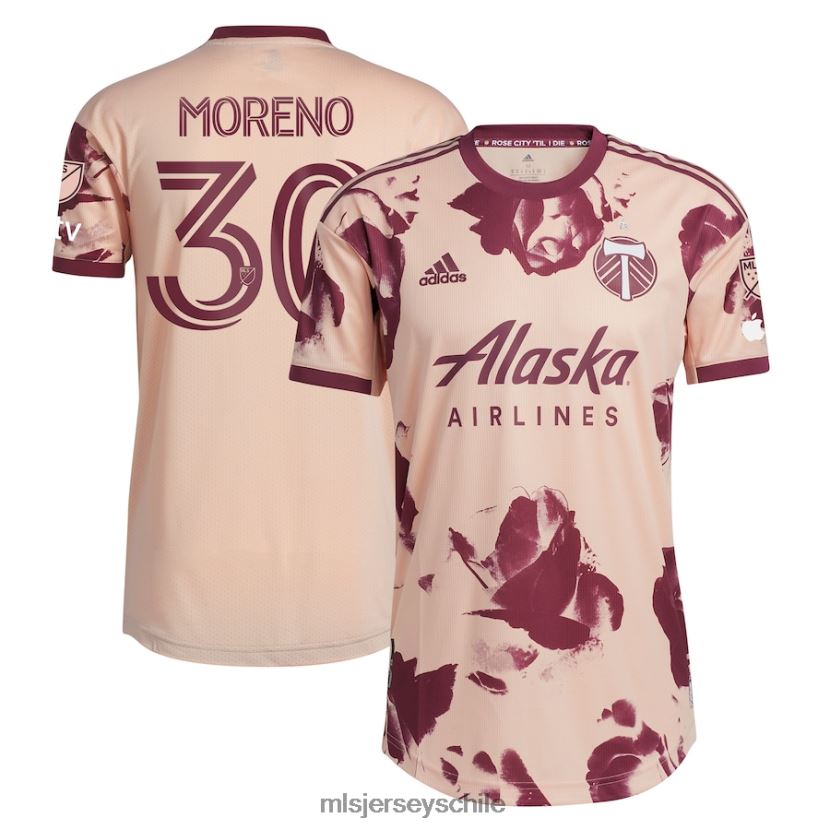 hombres portland Timbers Santiago Moreno adidas rosa 2023 Heritage Rose kit camiseta de jugador auténtica jersey MLS Jerseys 200LFD1286