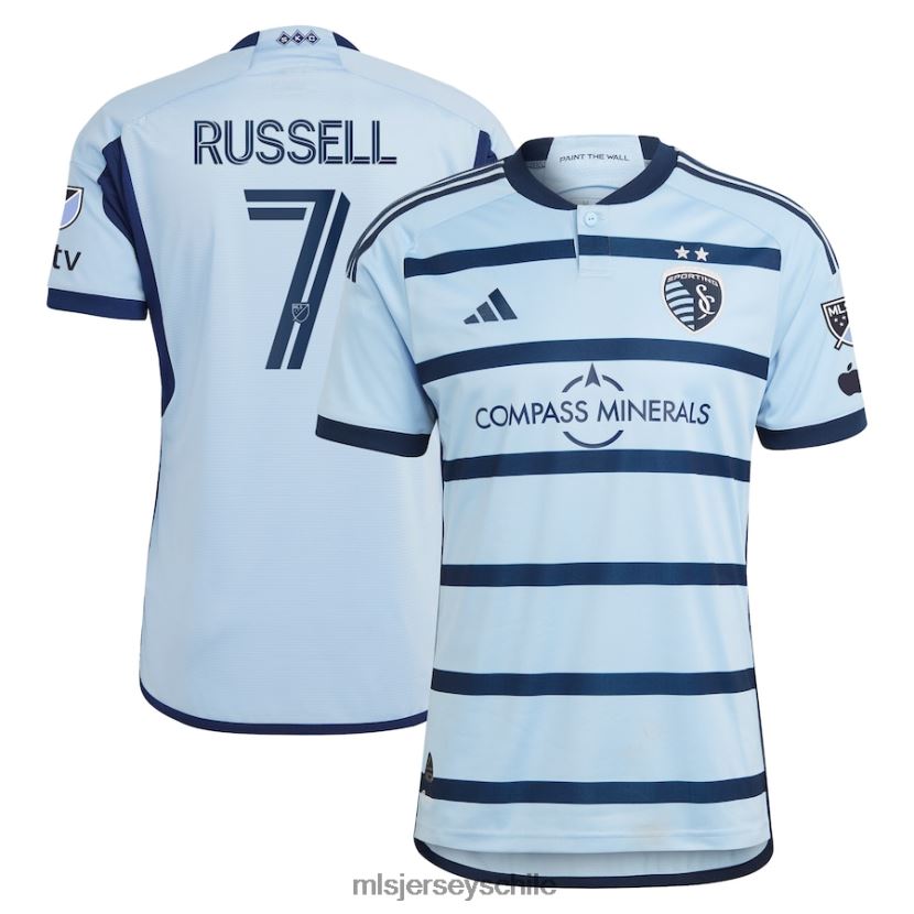 hombres camiseta deportiva de kansas city johnny russell adidas azul claro 2023 Hoops 4.0 auténtica camiseta de jugador jersey MLS Jerseys 200LFD687