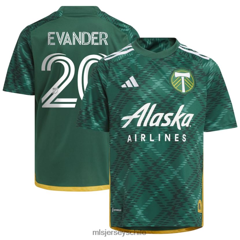 niños portland Timbers Evander réplica camiseta adidas verde 2023 portland plaid kit jersey MLS Jerseys 200LFD734