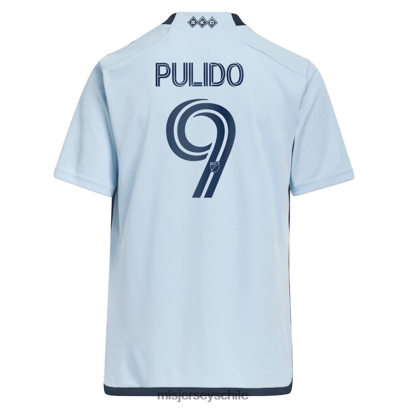 niños sporting kansas city alan pulido adidas azul claro 2023 Hoops 4.0 réplica de camiseta de jugador jersey MLS Jerseys 200LFD1107