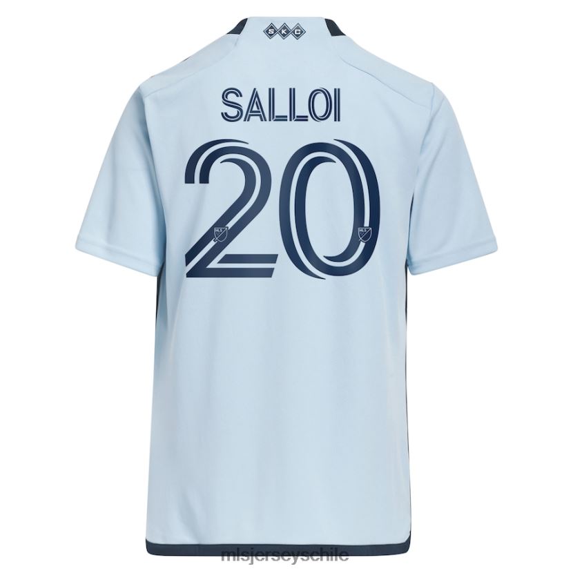 niños sporting kansas city daniel salloi adidas azul claro 2023 Hoops 4.0 réplica de camiseta de jugador jersey MLS Jerseys 200LFD696